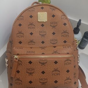MCM Brown Logo Backpack